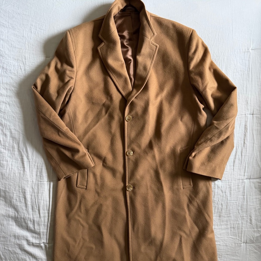 Hart Schaffner Marx 100% Wool‎ Camel Overcoat Made in Ukraine Vintage